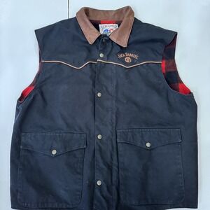 Jack Daniels Schaefer Outfitter Vest Size XXL Black Canvas Black Red Lining
